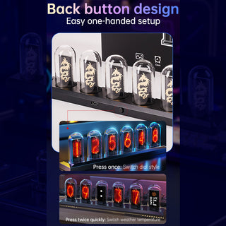 Nixie Tube Clock Wi-Fi SYNC 12/24H No Assembly Required A Retro Gift for Friends