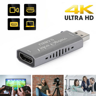4K HD to USB Video Capture Card Device for Live Streaming Gaming Conference