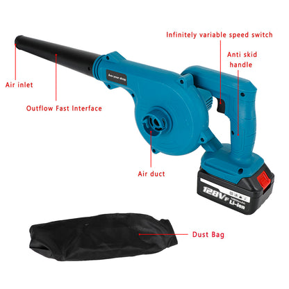 128VF 2 in 1 Cordless Leaf Dust Blower Vacuum Dust Cleaner Battery Charge