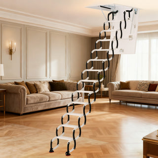 12 Steps Black Loft Wall Folding Pulldown Attic Ceiling Ladder Stairs 39.4*27.6"