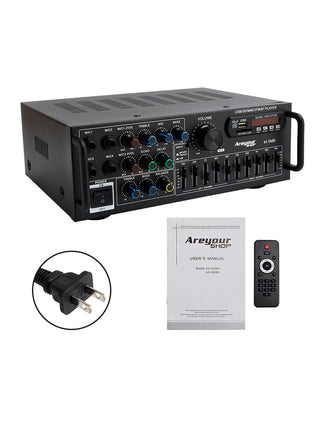 Bluetooth 5.0 HiFi Sunbuck 2000W Stereo Power Amplifier Karaoke FM USB SD AUX
