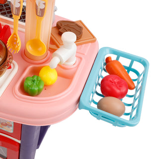 Plastic Tableware Kitchen Set With Sound, Light And Spray Function Kid Toy Pink