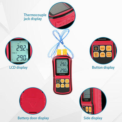 Digital Dual Channel Thermometer With 2 K-Type Thermocouple Sensor Tester Generic