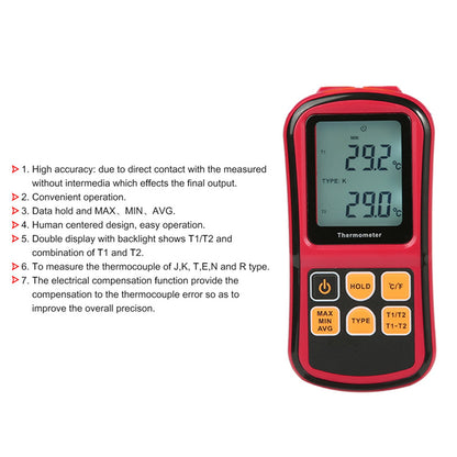 Digital Dual Channel Thermometer With 2 K-Type Thermocouple Sensor Tester Generic