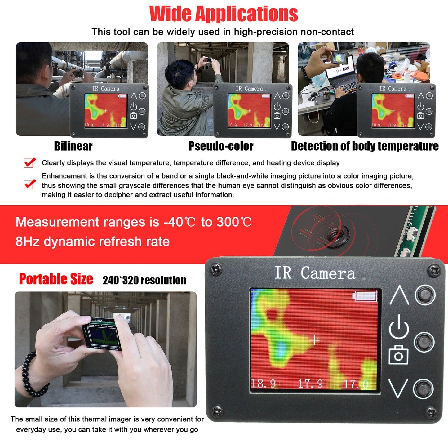 MLX90640 32x24 Digital Infrared Thermal Imager Thermal Imager W/1.8" TFT Display Generic