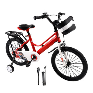 16" Kids Bike for Boys and Girls with auxiliary wheels & Rack Red