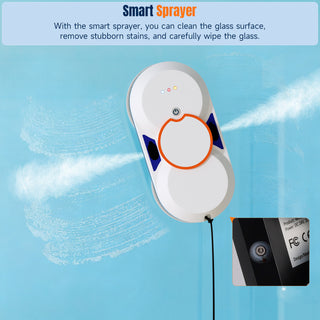 Double Automatic Water Spray Tiles for High Windows Glass Doors (Indoor & Outdoor) Smart Window Cleaning Robot with 5600Pa Suction Power