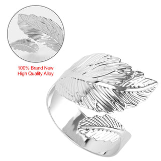 6PCS Silver Napkin Rings Leaf Napkin Holder Adornmen Alloy