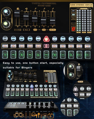 V10 Sound Card Live Sound Card Mobile Phone Karaoke Computer Live Broadcast Tik Tok Equipment