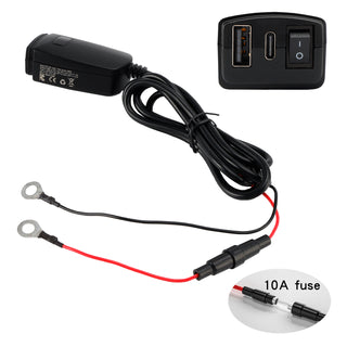Motorcycle USB Super Fast Charger Handlebar Holder PD+QC3.0 Tpye-C Power Adapter