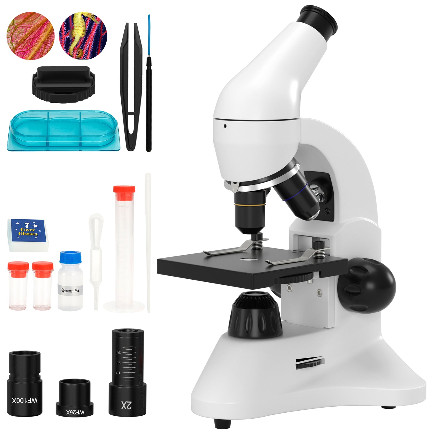 40X-2000X Compound Monocular Microscope For Kids Adult With Slides Set