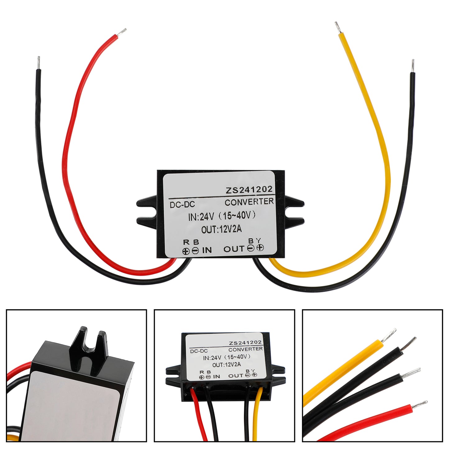 Car Waterproof DC-DC Converter 24V Step Down to 12V Power Supply Module 2A 24W Generic