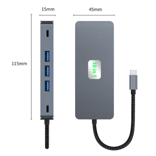 10 in 1 TYPE-C to RJ45  Gigabit USB 3.0  HDMI SD/TF PD100W USB-C Data MacBook
