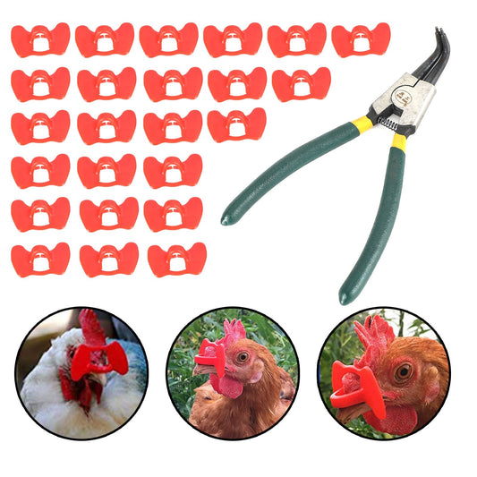 24Pcs Peepers+Pliers Chicken Glasses Poultry Blinders Spectacles Anti-Pecking Generic