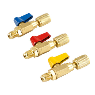 3Pcs HVAC A/C Straight Shut-Off Ball Valve Adapter For Air Conditioner 1/4"