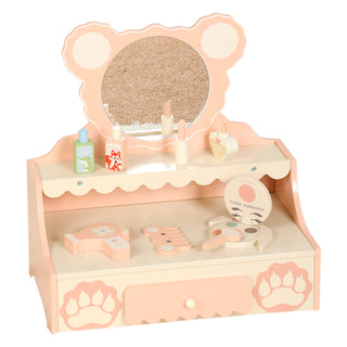 Princess Vanity for 3+ Years Old Kids Kids Vanity Set with Storage Drawer Little Girls' Makeup Table with Mirror Toddler Pretend Play Vanity Desk with 8 Makeup Accessories