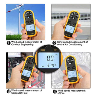 GM816 Digital Handheld Anemometer Wind Speed Meter Thermometer Sailing LCD