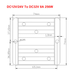 Waterproof DC/DC Converter Regulator 12V/24V Step Up to 32V 8A 256W
