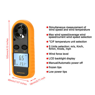 GM816 Digital Handheld Anemometer Wind Speed Meter Thermometer Sailing LCD