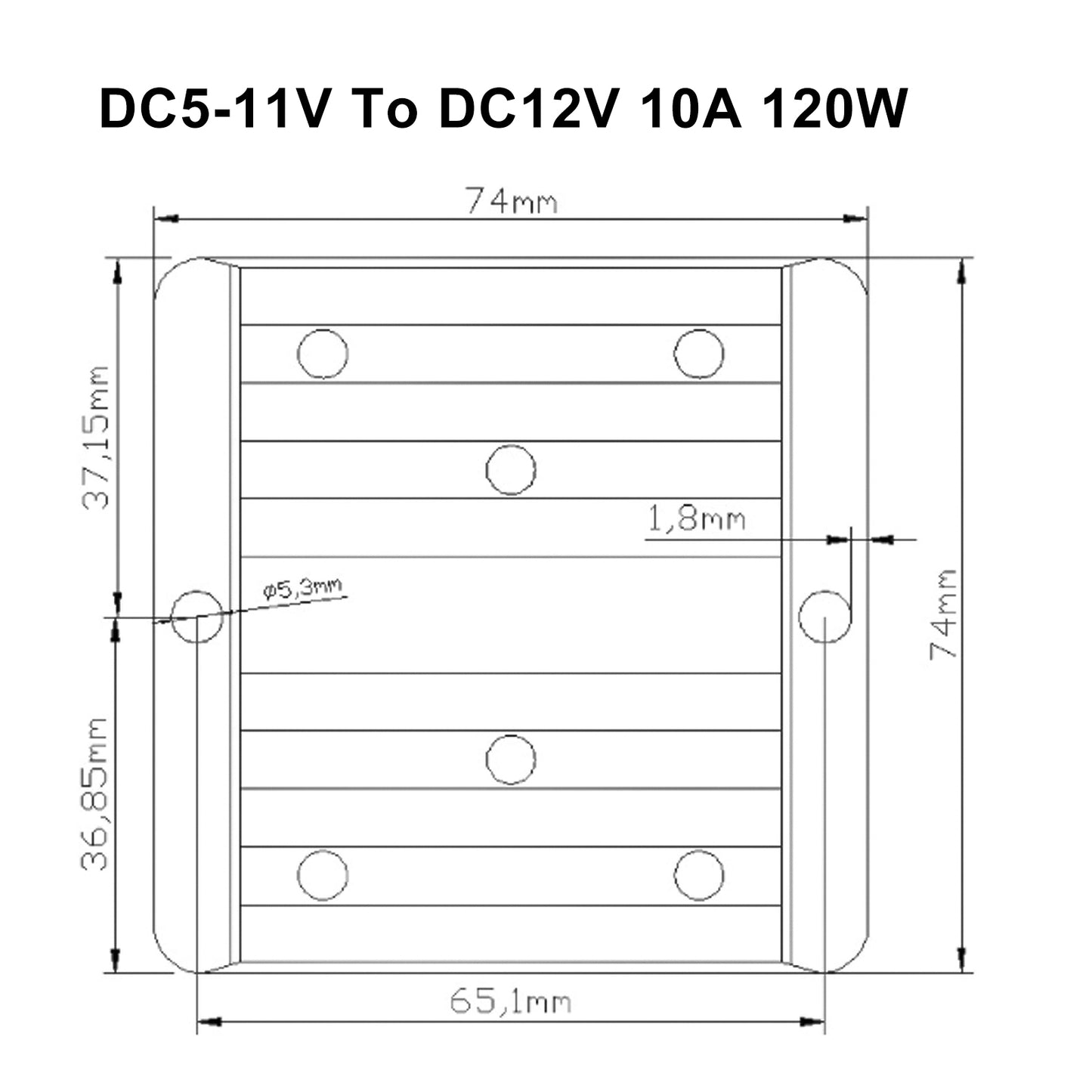 Waterproof DC 5V~11V to 12V 10A Voltage Power Supply Converter Regulator Generic