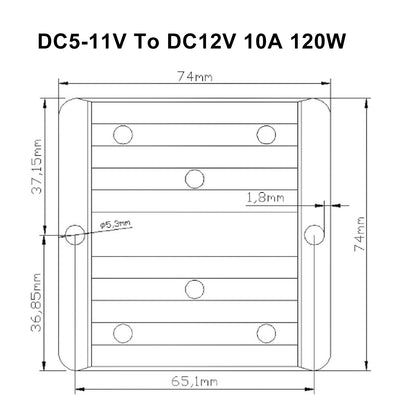 Waterproof DC 5V~11V to 12V 10A Voltage Power Supply Converter Regulator Generic