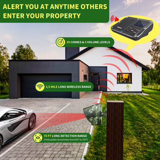 Solar Outdoor Powered Driveway Alarms Anti-Theft Wireless For Fish Pond Orchard