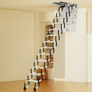 12 Steps Black Loft Wall Folding Pulldown Attic Ceiling Ladder Stairs 39.4*27.6"