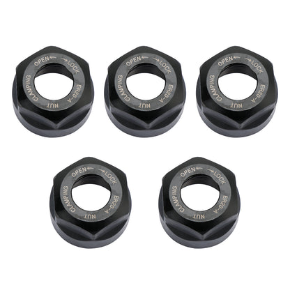 5Pcs ER20-A Type Collet Clamping Nut For ER CNC Milling Chuck Holder Lathe Black