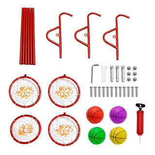 Early Learning 4 Hoop Kid Basketball Hoop Indoor/Outdoor Preschool Hoop Set Red Toy