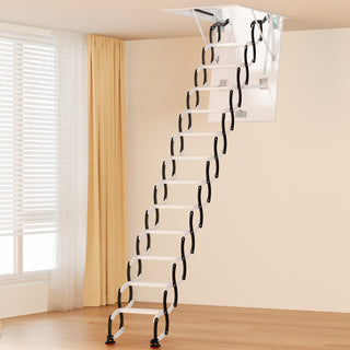 12 Steps Black Loft Wall Folding Pulldown Attic Ceiling Ladder Stairs 39.4*27.6"