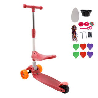 Adjustable 3-Wheel Kids Scooter with Light-Up Wheels & Folding Seat – Pink Ride-On