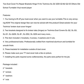 Two Dust Cover Fix Repair Brackets Hinge For SL-D1 B1 D2 B2 D3 Others Turntable