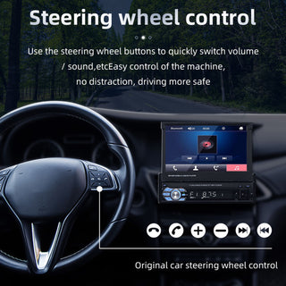 7" 1Din Telescopic Touch Screen Car Radio Audio Stereo MP5 Player + 4 LED Camera