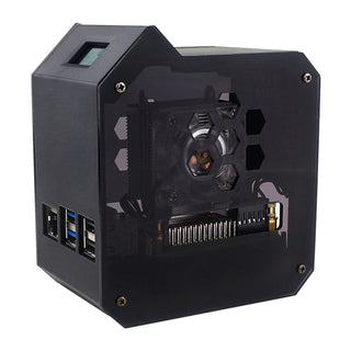 Raspberry Pi 5th Vertical Tower Fan Set w 0.96 inch OLED Screen Radiator Shell