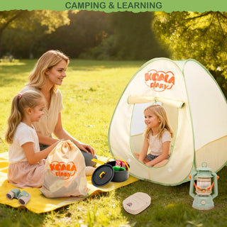 42Pcs Camping Pretend Play Tent Indoor and Outdoor Gift for Boys Girls Oil Lantern Binoculars Kids Camping Set with Tent Toy Campfire