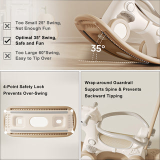 Push Rod 80 lbs Weight Capacity with Sound Brown Guardrails & 4 Smooth Wheels HDPE Material 4-in-1 Baby Rocking Horse for Toddlers 1-3 Years – Ride-On Toy with Detachable Balance Board