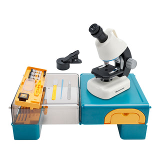Handheld Microscope LED 100X-1200X Magnification Science Toys Kit For Kid White