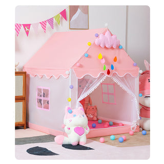 Mesh Window Portable Children’s Playhouse with Carry Bag Pink Assembly Tent with Metal Frame Kids Indoor Play Tent for Boys & Girls Optional Star Lights & Mat