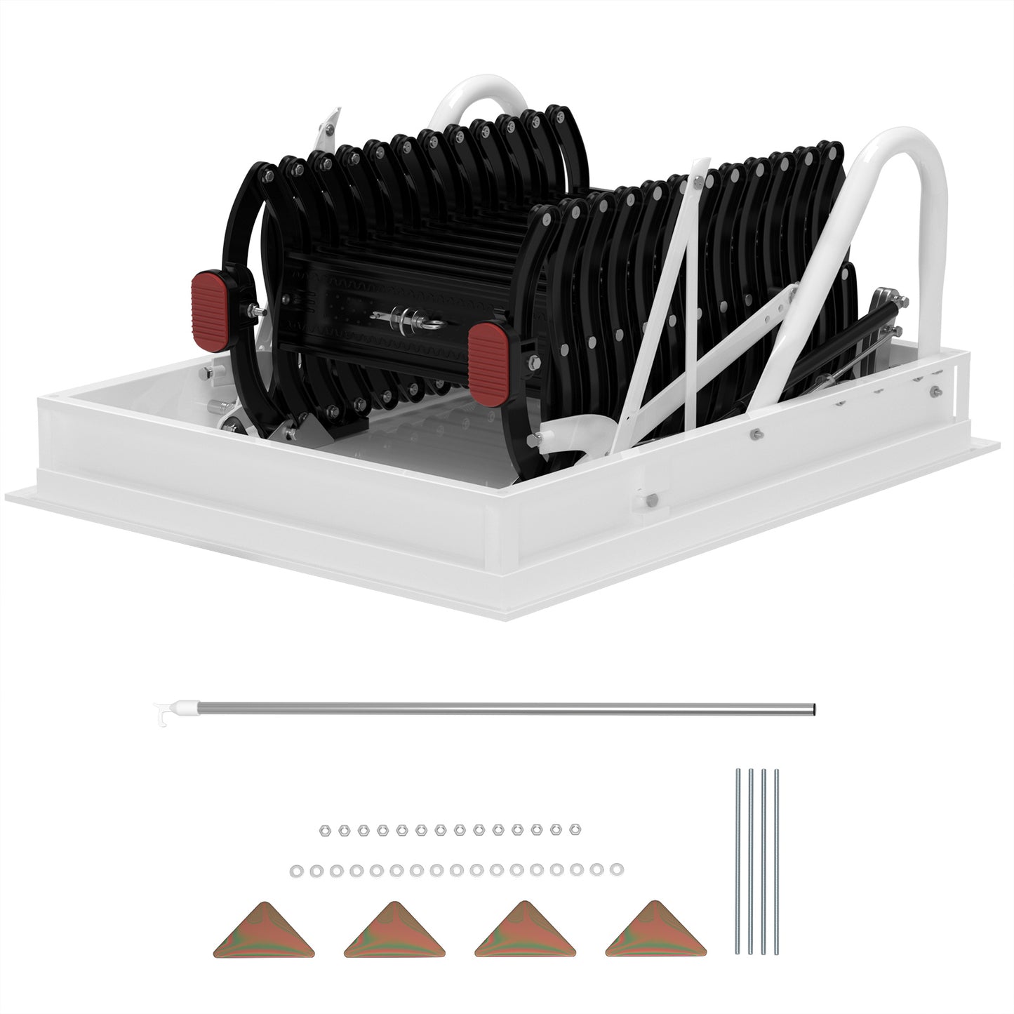 12 Steps Black loft wall ladder stairs and Pull Rod,Loft Wall Folding Pulldown Attic Ceiling Ladder Stairs 39.4 * 27.6"