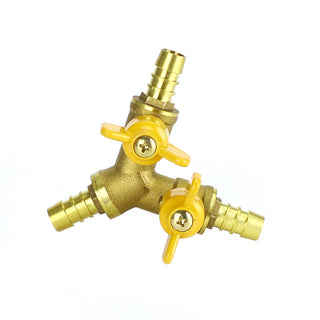 3 Way Shut Off Ball Valve 3/8" ID Hose Barb 2 Switch Brass Y Shaped Valve