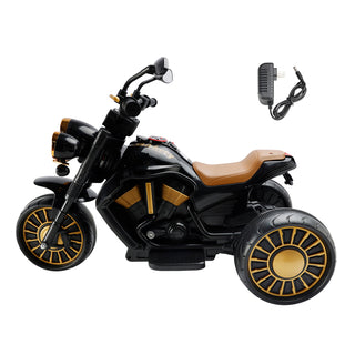3 Wheel Kids Ride On Motorcycle Electric Dual Drive Toy Car With LED Light Black Toy