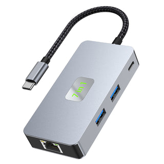 7 in 1 TYPE-CtoRJ45 2.5G 10G USB3.2 HDMI PD100W SD TF Interface Hub for MacBook