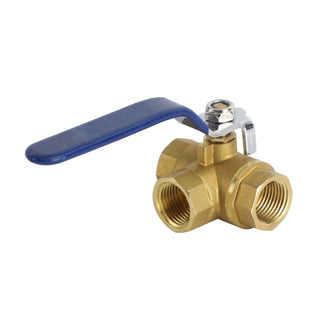 3-Way Ball Valve Female T Port Lever Handle Made Of Forged Brass