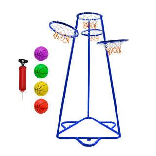 Early Learning 4 Hoop Kid Basketball Hoop Indoor/Outdoor Preschool Hoop Set Blue Toy