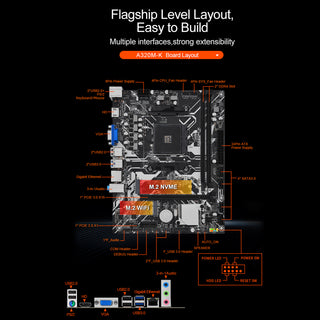A320M-K Computer Motherboard AMD Socket AM4 CPU WIFI NVME Gigabit Network Card