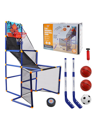 3In1 Scoring Basketball Stand Football Hockey Toy Gift Set For 3+ Years Kids  Toy