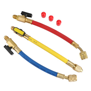 3Pcs 1/4" & 5/16" SAE Manifold Gauge A/C Refrigeration Charging Hoses