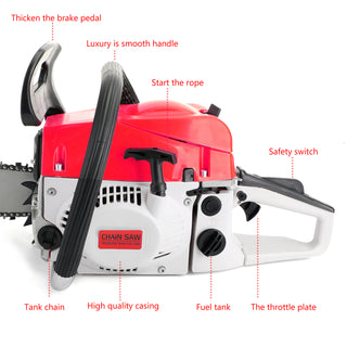 Gasoline Chainsaw – 62CC 52Cc, 2 KW- Sawing Cutting Pruning and Trimming Wood Powered Engine 2 Cycle