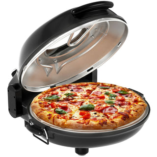 Electric Pizza Maker–12 Inch Electric Pizza Oven Indoor Countertop Maker with Ceramic Stone Heats up to 800˚F