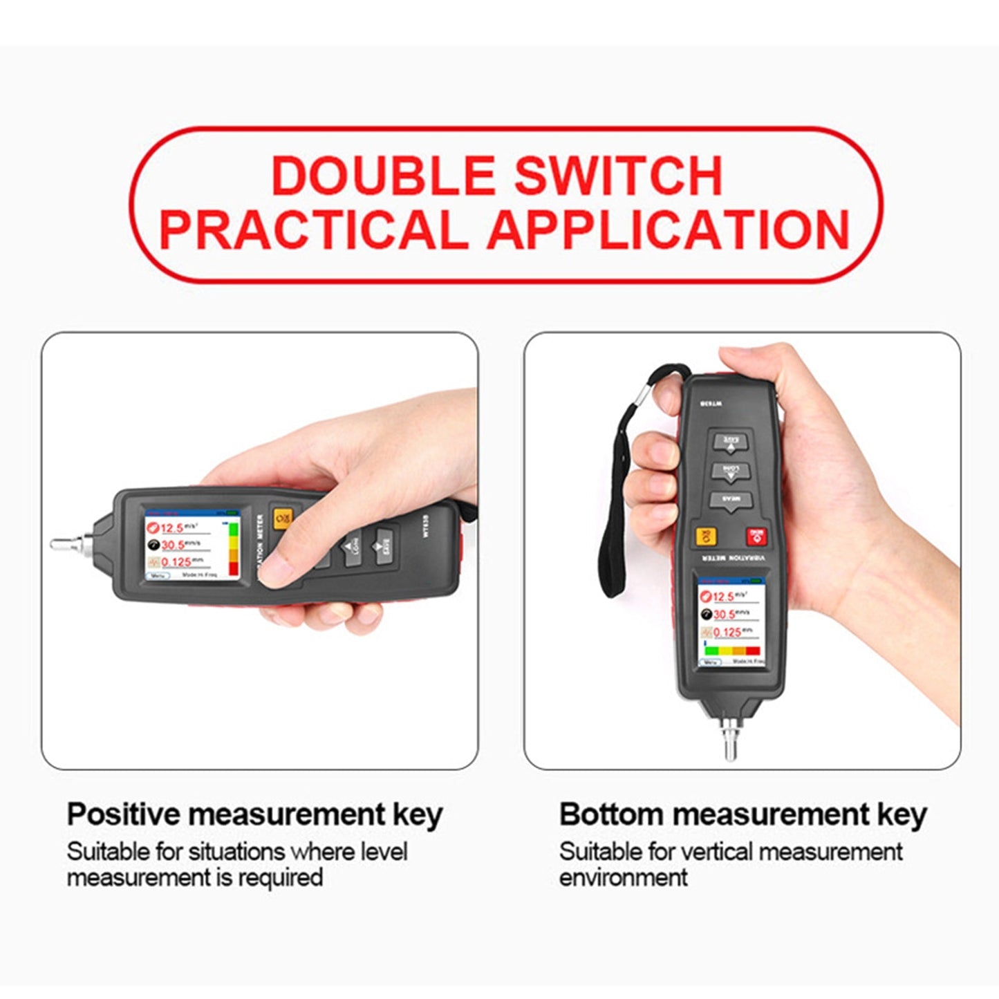 WT63B LCD Digital Vibration Meter Vibrometer Acceleration Displacement Tester Generic